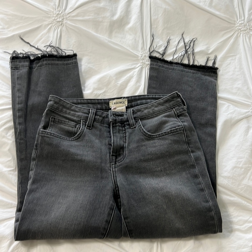 L’Agence boot ankle frayed jeans